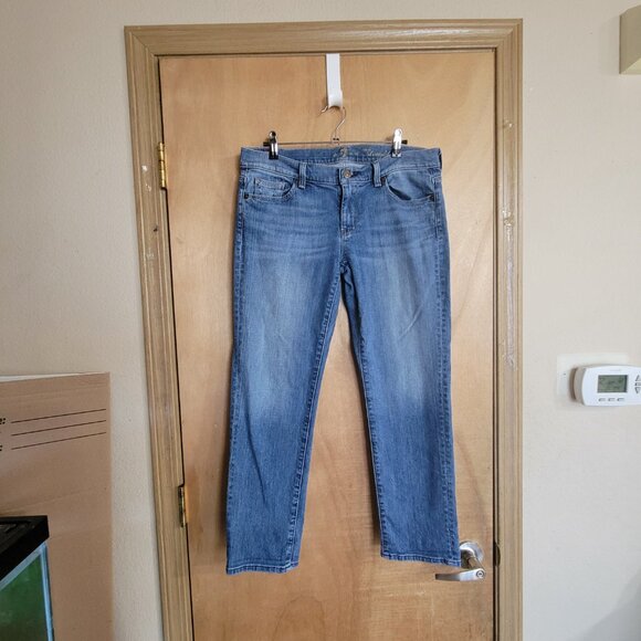 7 for all Mankind Crop Straight Leg Jeans Womens 30 Lightwash - Picture 1 of 9